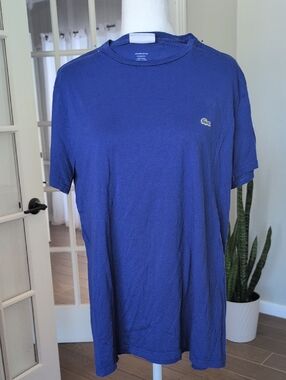Lacoste Men's Short Sleeve Crew Tee in Royal Blue with Crocodile Logo XL